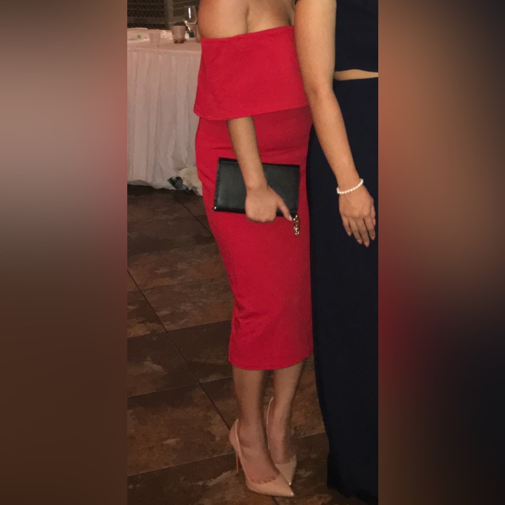 Missguided Red Midi Dress